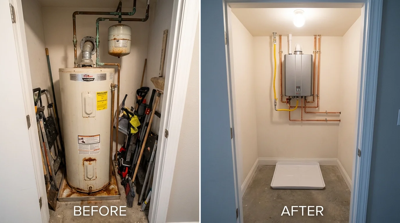 Tank water heater versus wall-mounted tankless unit comparison for Marianna, FL homeowners